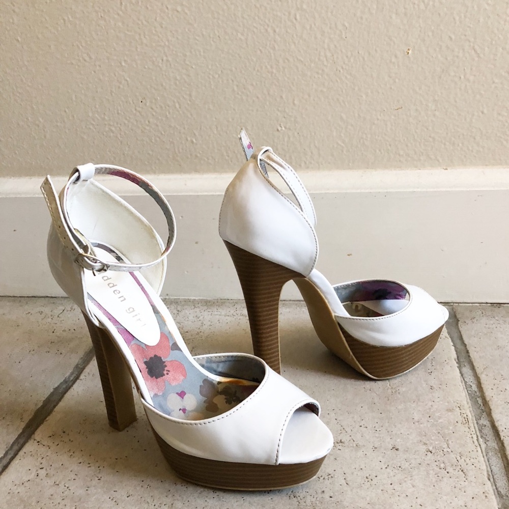 Madden Girl White Heels